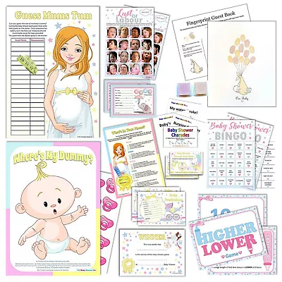 £7.99 • Buy UNISEX BABY SHOWER GAMES - Active,Quiz,Predictions,Bingo,Charades,Scratchcards