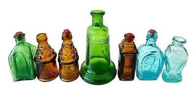 7 - Wheaton Mini Glass Bottles 3  & 2  Taiwan L Bell Fish Horse Shoe Grapes More • $34.99