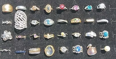 33 Vintage & Now Costume Jewelry RING LOT 💍Mood Cocktail CZ  Assorted Sizes • $24.95