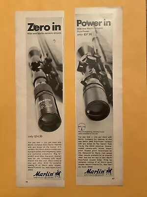 1968 Marlin Rifle Scope Vintage Print Ad 2 Ads  Shooting Firearms Gun Orig  68-1 • $4.99