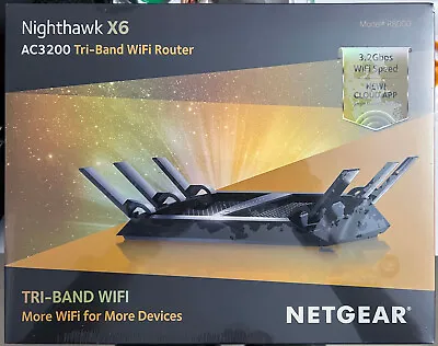 NETGEAR ‎Nighthawk X6 R8000-100AUS AC3200 Tri Band WiFi Router - Black • $399.95