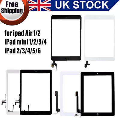 For IPad 2/3/4/5/6 Mini 1/2/3/4 Air 1/2 Screen Replacement Glass Touch Digitizer • £16.99