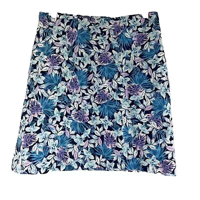 J Jill Knit Skirt Blue Purple Tropical Size Small Pullon Knee Length • $14