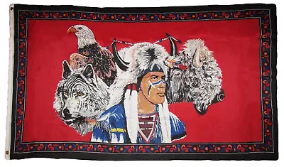 $9.88 • Buy 3x5 Indian Native American Eagle Wolf Bison Buffalo Polyester Flag 3'x5' Grommet