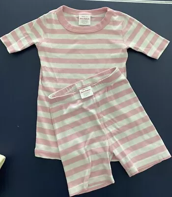 Hanna Andersson Short Pajamas Pink And White Stripes  Size 110 Organic Cotton • $18
