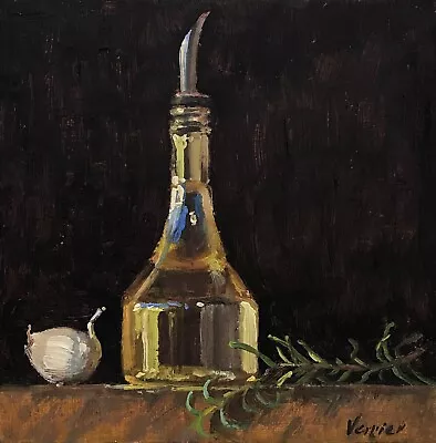 “Garlic Oil Herbs” NOAH VERRIER Still Life Oil Painting Signed Art Print • $45