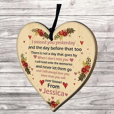 £2.95 • Buy Missed You Memorial Plaque Wooden Hanging Heart Personalised Mum Dad Nan Grandad