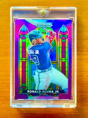 Ronald Acuna Jr. RARE STAINED GLASS REFRACTOR INVESTMENT CARD PRIZM SSP MVP MINT • $59.99