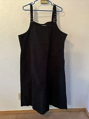 Vintage Faded Glory Woman Plus Sz 22 Black Jumper Overall Midi Dress Adjustable • $14