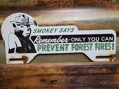 Vintage Smokey Bear Porcelain Sign Forest Service Natl Park Camp Fire Tag Topper • $185.69