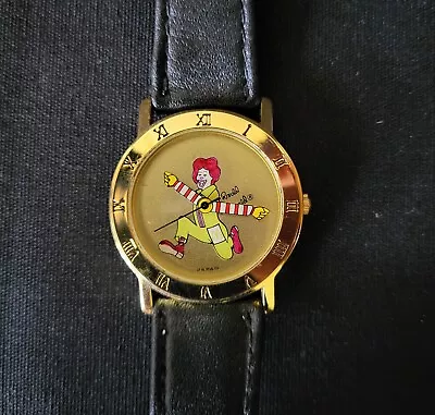 Vintage 1990's Ronald McDonald Japan Movement Quartz Watch Leather Band RARE • $62.99