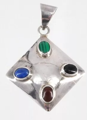 Taxco Mexico Sterling Silver Four Cabochon Pendant 12.3g 2.25 Inches TL-67 • $32.30