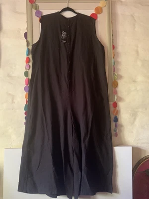 $125 • Buy Eva’s Sunday Jumpsuit Black Linen XLarge New