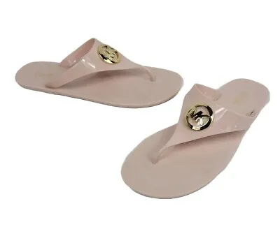 Michael Kors Women's Lillie Jelly Thong Sandals Soft Pink Gold Pvc Size 8 New • $51.46