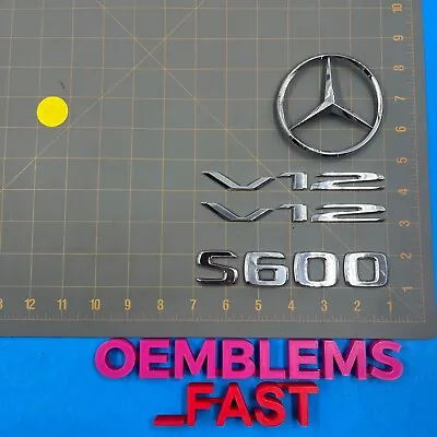 2000-2006 Mercedes Benz S600 V12 W220 OEM Factory Chrome Side Rear Emblem Set • $34.99