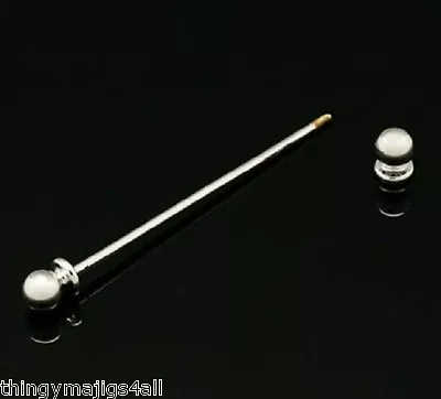 Gold / Silver Colour Tie Collar Pin Bar Round Screw End Shirt Necktie Neck Gifts • £4.95