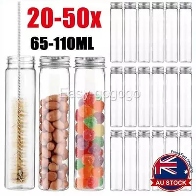 20-50x Clear Plastic Test Tubes With Metal Cap Screw Lid For Wedding Party Decr • $15.25