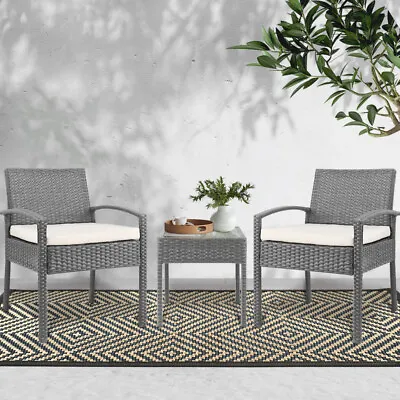 $190.18 • Buy Gardeon 3 Piece Wicker Outdoor Lounge Setting Patio Furniture Rattan Set Garden