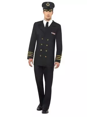 Mens Navy Officer Suit Royal Army Military Fancy Dress Party Costume • £32.79