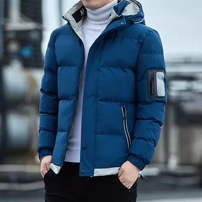 Men 2023 Winter Jacket Casual Windproof Outwear Fashion Hooded Down Parkas Coat • $78.39