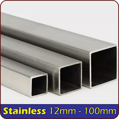 Stainless Steel Box Section  304 316 Marine A4 square Tube Post Pipe Galvanised+ • £7.95