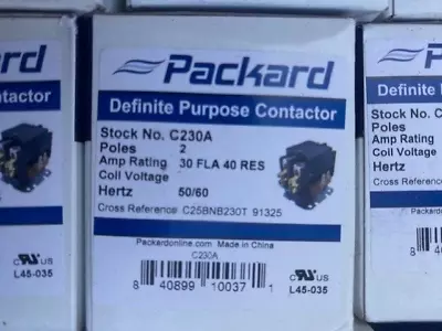 Packard Definite Purpose Contactor 2 Pole 30 Amps 24 Coil Voltage C230A • $14.88