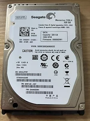 Seagate Momentus 7200.4 ST9320423AS 320GB 2.5  Laptop Hard Drive SATA • £5.99