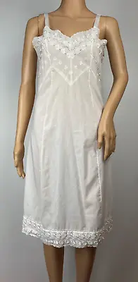 VTG Velrose Slip Dress Off White Cream Eyelet Size 34 Cotton Dacron Nylon Blend • $18