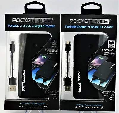 2 Pack Tzumi  8000 MAh PocketJuice Endurance Portable Battery Pack Charger USB • $24.95