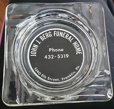 Franklin PA John Berg Funeral Home Ashtray Vintage 1970s • $14.99