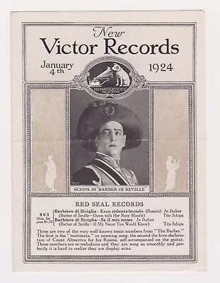 RARE VINTAGE HMV VICTOR RECORDS CATALOGUE JAN 4th 1924 BROCHURE  TITO SCHIPA • $8.50