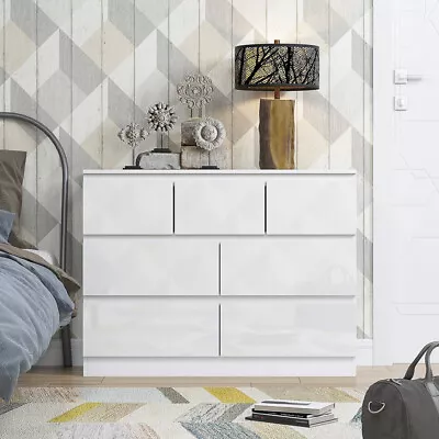 £149.98 • Buy Home Office Sideboard 7 Drawer Merchant Chest Scandinavian Style White Gloss