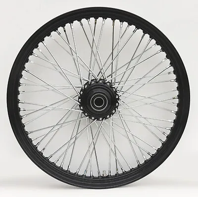 Black Ultima 60 Spoke Billet 21  X 2.15  Single Disc Front Wheel Harley Softail • $188.09