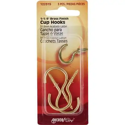 Hillman Anchor Wire 1-1/4 In. Brass Large Cup Hook (3 Count) 122315 Pack Of 10 • $18.34