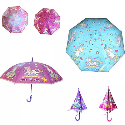 $16.95 • Buy Children Umbrella W Whistle Kids Colourful Auto Open Boys Girls 83cm Unicorn