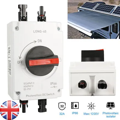 Solar Switch Isolator Electrical PV DC Photovoltaic Outdoor Waterproof IP66 32A • £26.19