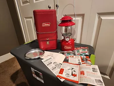 Vintage Coleman Red 200A Lantern Metal Carrying Storage Case With Parts Excellen • $190