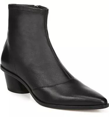 VIA SPIGA Womens Black Odette Almond Toe Sculpted Heel Leather Booties Size 6.5 • $69.99