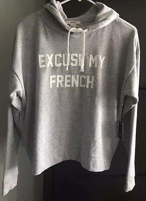 HOODIE SWEATSHIRT EXCUSE MY FRENCH- Sz MEDIUM - UNISEX FOREVER 21 - NEW W/TAGS • $24