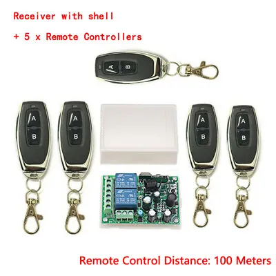 2 CH Garage Door Remote Control Switch Relay Wireless Transmitter + Receiver Kit • £26.49