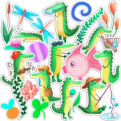 Stickers 21 PCS Pack For Laptop  Green Crocodile Gator Cute Pond Animal Cartoon • $10.50