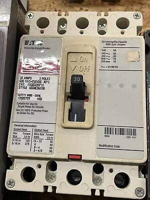 *OUT OF BOX* Eaton FD3030BP10 3Pole 30Amp 600V Circuit Breaker  • $350