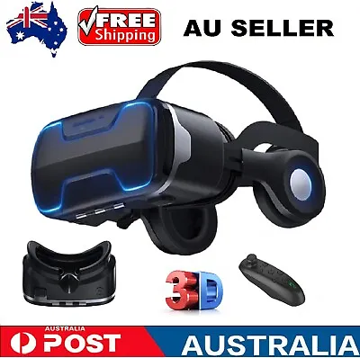 $73.49 • Buy 3D Virtual Reality All In One VR Box Headset Blue Glasses With Remote Controller