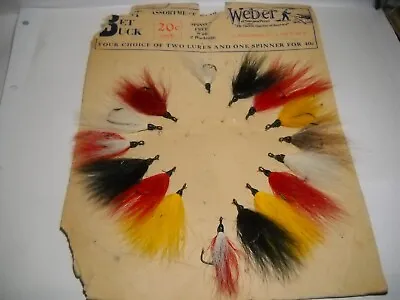 Vintage Weber Fishing Bucktail Store Display Card NOS 16 Bucktails • $29.95