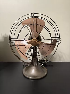 Vintage GE Oscillating Fan 1930-40s Art Deco 14” Brass Tested/Works • $259.99