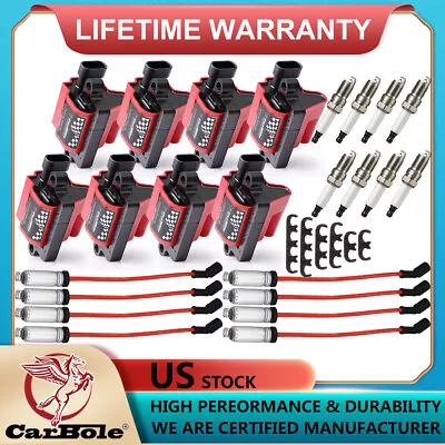 8x Square Ignition Coil Spark Plug Wire Set For Chevy Silverado GMC Yukon UF271 • $175.97