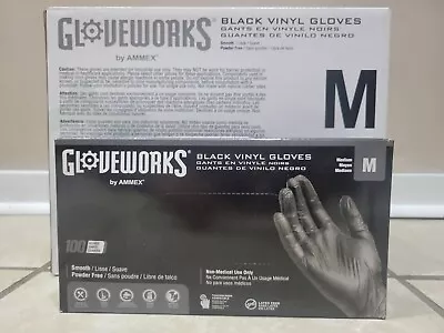 GLOVEWORKS Black Vinyl Gloves CASE OF 1000 Size MEDIUM Latex And Nitrile Free • $43.80