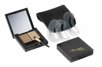 £24.95 • Buy CHRISTIAN FAYE Eyebrow Make Up DUO Set,  With Stencils And Brush -NATURAL BROWN