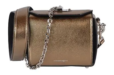 $781.68 • Buy New Alexander McQueen $2,490 Metallic Bronze Leather Box 16 Crossbody Purse Bag