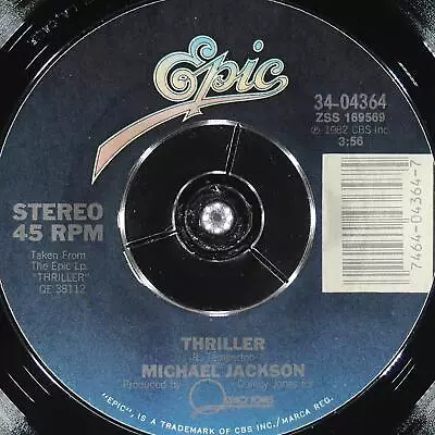 MICHAEL JACKSON Thriller EPIC 34-04364 EX 45rpm 7  1984 Disco • $7